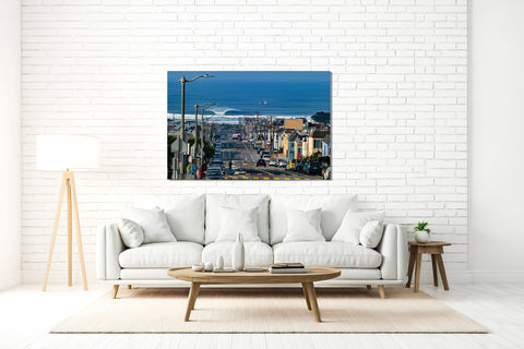 Premium big waves photography of a massive A-frame swell at Ocean Beach San Francisco, museum-quality wall fine art with Certificate of Authenticity.